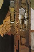 Juan Gris Cup newspaper and winebottle oil painting picture wholesale